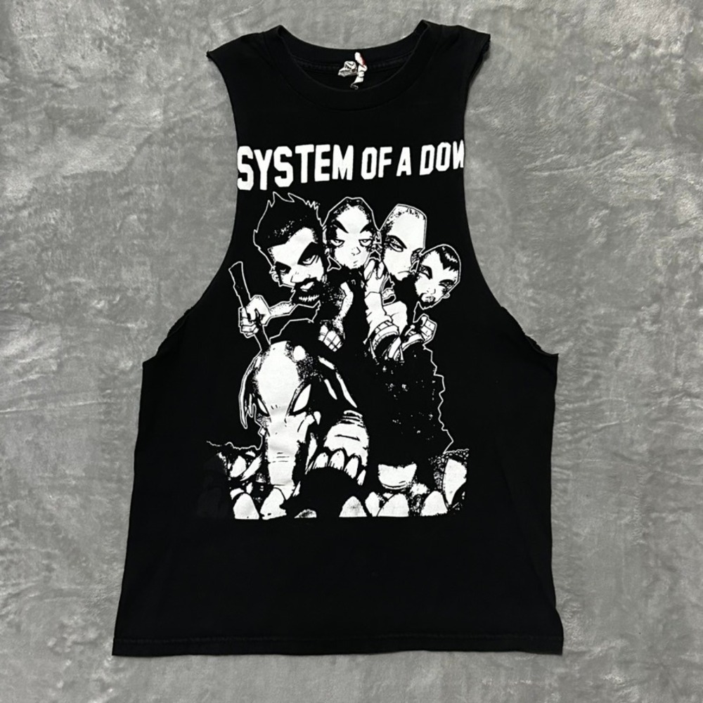 System Of A Down Band Y2K Muscle Tank Top Mens Medium Black Sleeveless Shirt